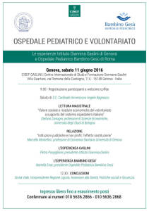 locandina programma Convegno Ospedale Pediatrico e Volontariato 11.06.16